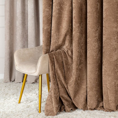 Zasłona welwetowa jasna brązowa 140×260 cm – elegancka, półzaciemniająca, na przelotkach