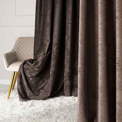 Zasłona welwetowa ciemna chłodna brązowa 140×260 cm – elegancka, półzaciemniająca, na przelotkach