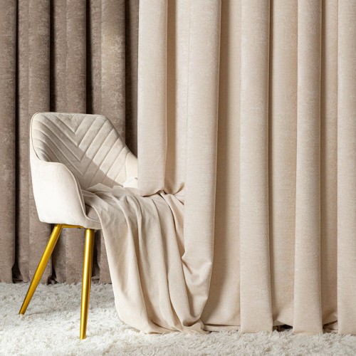 Zasłona welwetowa kremowa 140×260 cm – elegancka, półzaciemniająca, na przelotkach