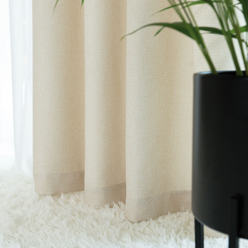 Zasłona gotowa 140x250 cm kremowa na przelotkach, strukturalna, elegancka