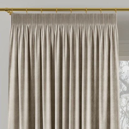 Zasłona welwetowa blackout 140x260 cm chłodna kremowa na taśmie, elegancka przyciemniająca