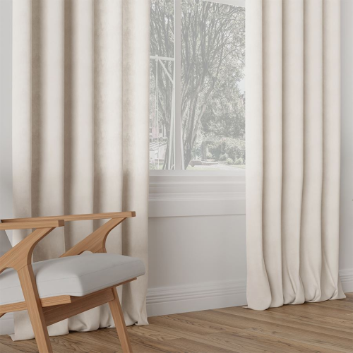 Zasłona welwetowa blackout 140x260 cm chłodna kremowa na taśmie, elegancka przyciemniająca