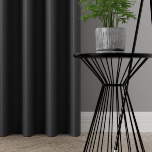 Zasłona gotowa typu blackout na przelotkach – ciemny szary, 140 × 250 cm