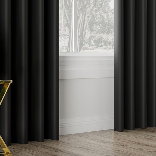 Zasłona gotowa typu blackout na przelotkach – czarny, 140 × 250 cm