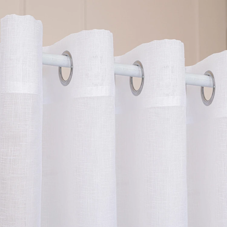 Firana biała na przelotkach 200×250 cm – gładka, elegancka firana gotowa z listwą