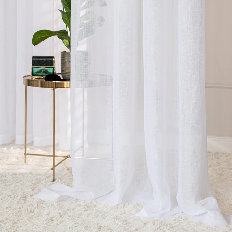 Firana biała na przelotkach 200×250 cm – gładka, elegancka firana gotowa z listwą