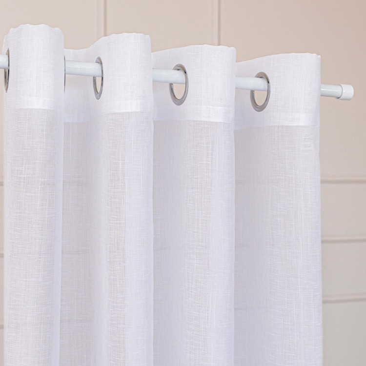 Firana biała na przelotkach 140×250 cm – gładka, elegancka firana gotowa z listwą