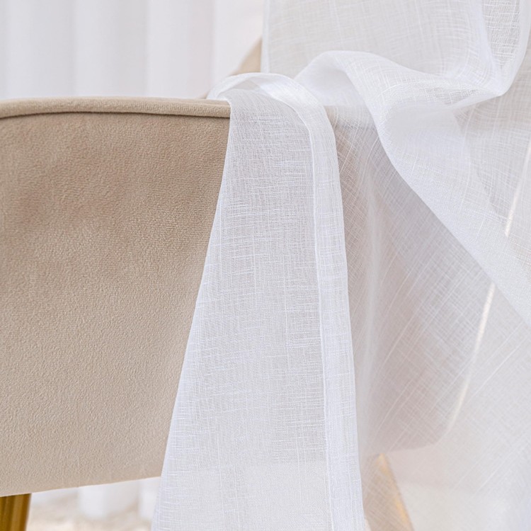 Firana NALA biała na taśmie 140×240 cm – gładka firana gotowa z listwą, elegancka i uniwersalna