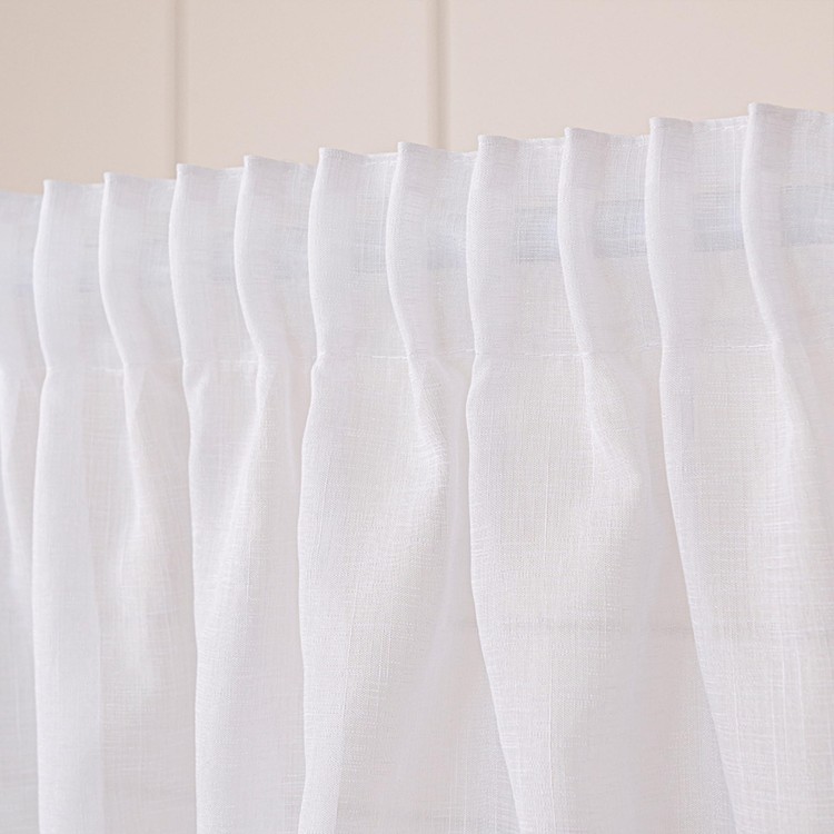 Firana biała na taśmie 200×250 cm – gładka firana gotowa z listwą, elegancka i uniwersalna