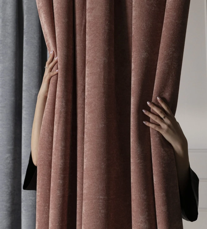 Zasłona welwetowa pudrowa różowa 140×260 cm – elegancka, półzaciemniająca, na przelotkach