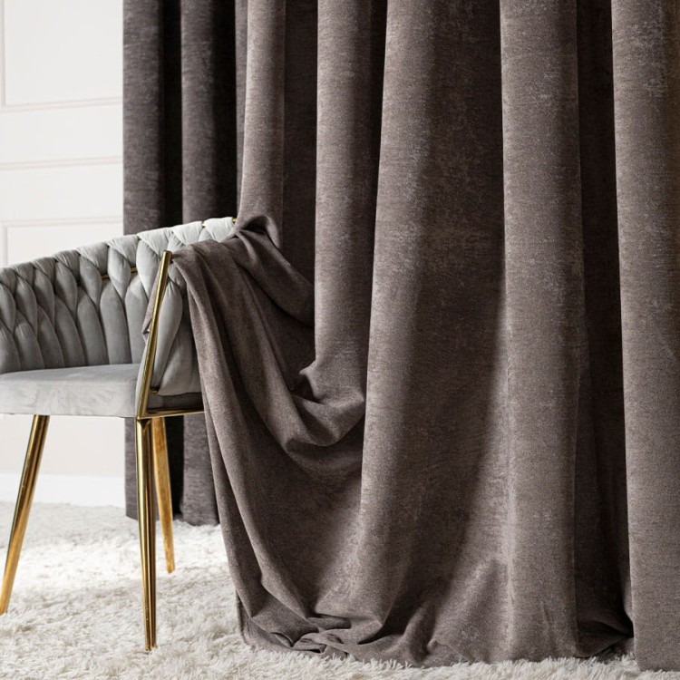 Zasłona welwetowa szarobrązowa 140×260 cm – elegancka, półzaciemniająca, na przelotkach