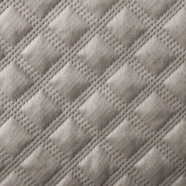 Narzuta dekoracyjna pikowana, szaro-beżowa 170x210 cm welwetowa