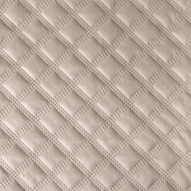Narzuta dekoracyjna pikowana, ciemna kremowa 170x210 cm welwetowa