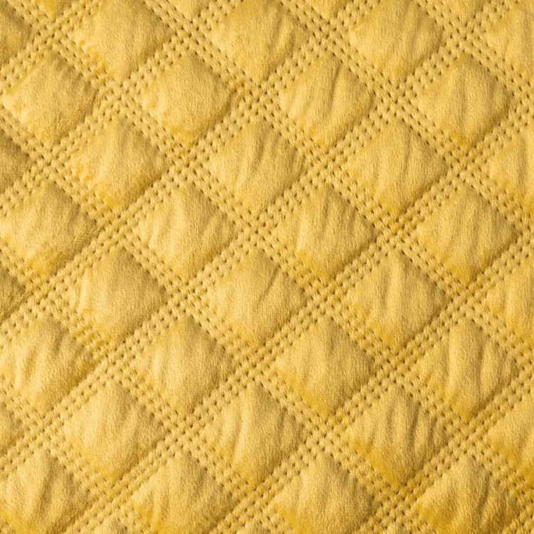 Narzuta dekoracyjna pikowana, szafranowa 170x210 cm welwetowa