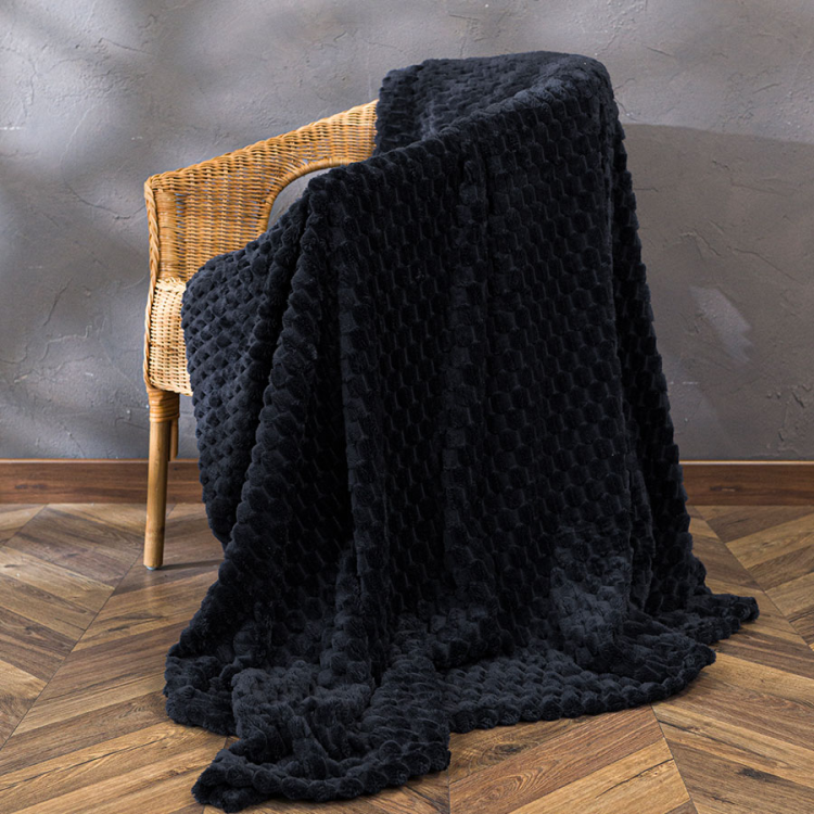 Miękki koc dekoracyjny czarny 200x220 cm