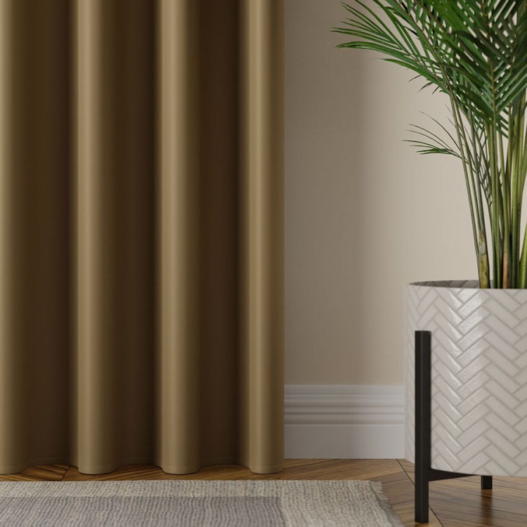 Zasłona gotowa typu blackout na przelotkach – khaki, 140 × 250 cm