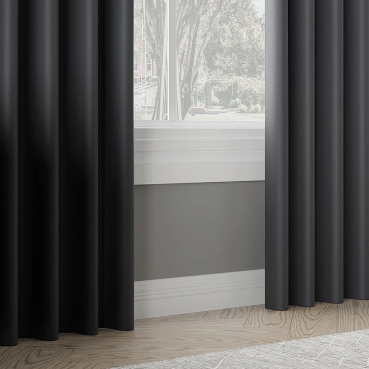 Zasłona gotowa typu blackout na przelotkach – ciemny szary, 140 × 250 cm