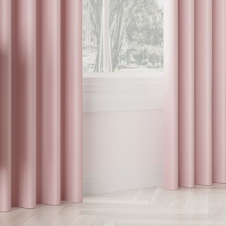 Zasłona gotowa typu blackout na przelotkach – pastelowy różowy, 140 × 250 cm