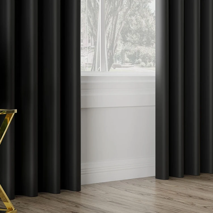 Zasłona gotowa typu blackout na przelotkach – czarny, 140 × 250 cm