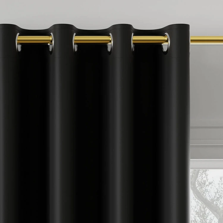 Zasłona gotowa typu blackout na przelotkach – czarny, 140 × 250 cm