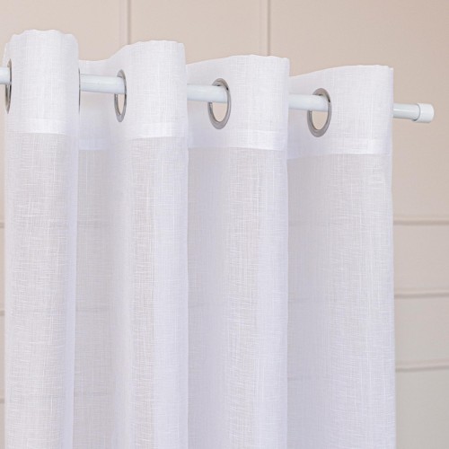 Firana biała na przelotkach 140×240 cm – gładka, elegancka firana gotowa z listwą