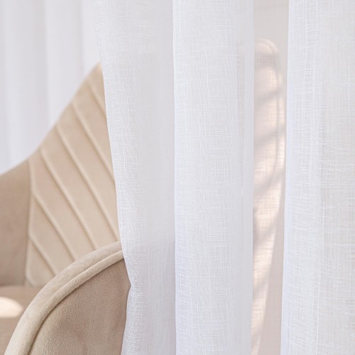 Firana biała na przelotkach 200×250 cm – gładka, elegancka firana gotowa z listwą