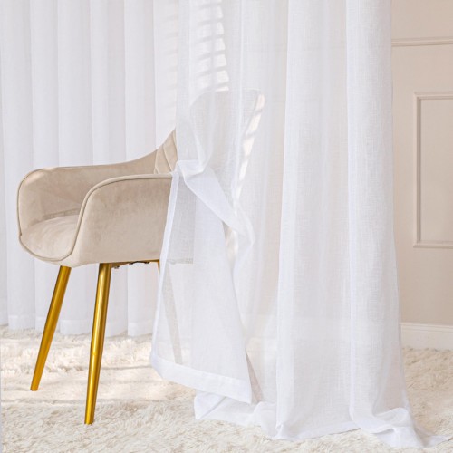 Firana NALA biała na taśmie 140×260 cm – gładka firana gotowa z listwą, elegancka i uniwersalna