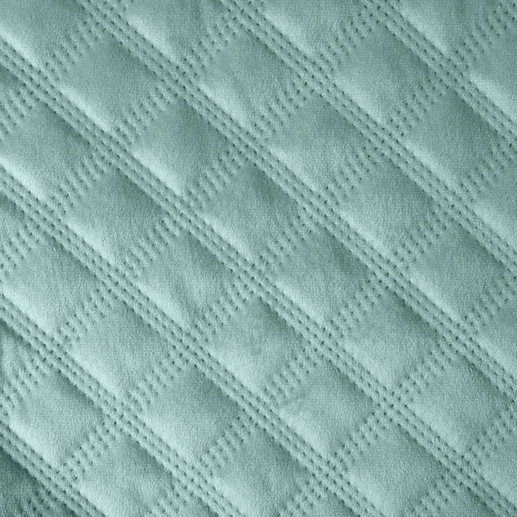 Narzuta dekoracyjna pikowana, miętowa 170x210 cm welwetowa