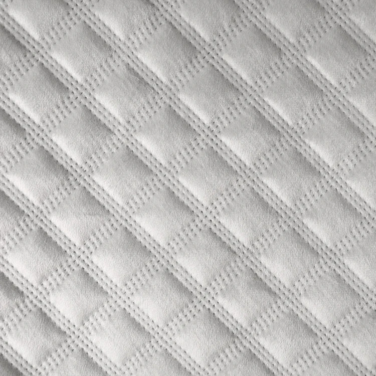 Narzuta dekoracyjna pikowana, szara 170x210 cm welwetowa