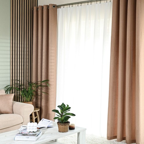 Zasłona gotowa na przelotkach – 140 × 250 cm ciemna beżowa
