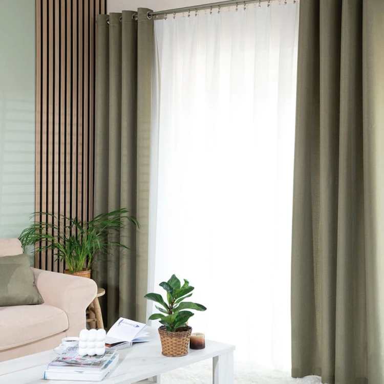 Zasłona gotowa na przelotkach – 140 × 250 cm szarozielona